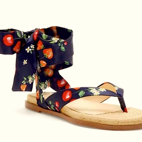 New Jessica Simpson 9 M flat espadrilles “Abramo” lace up navy fruit print - Picture 1 of 9